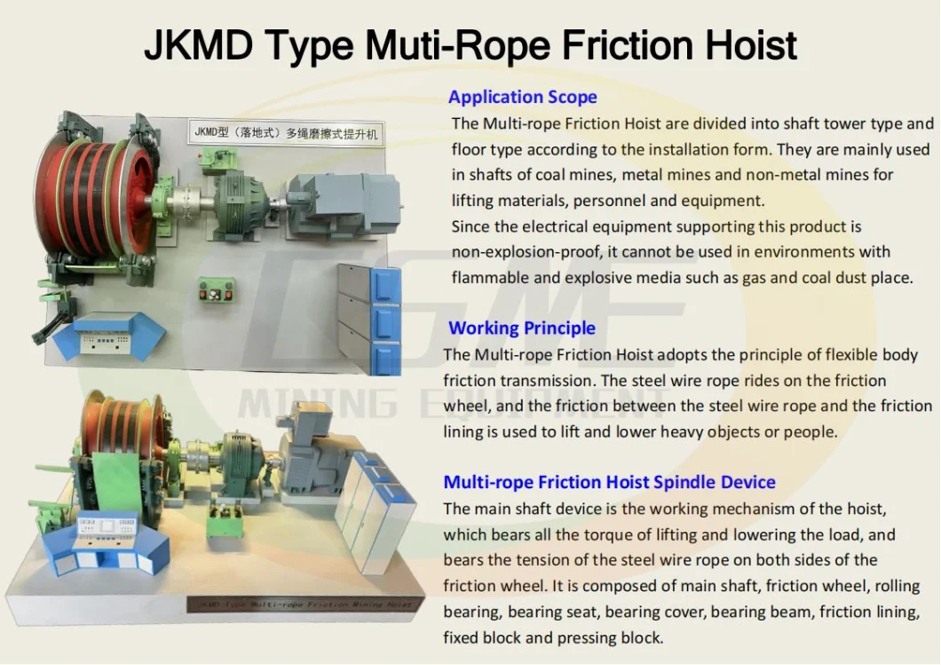 Jkmd Series Multi-Rope Friction Fast Mining Electric Hoist Winch for Mine