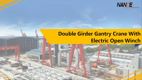 Fem Standard 80ton Double Girder Gantry Crane with Electric Winch 